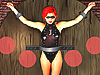 Liberate Jasmine of Dominator's claws throwing the knives to the red circles. You have 20 knives to try it ...good luck!